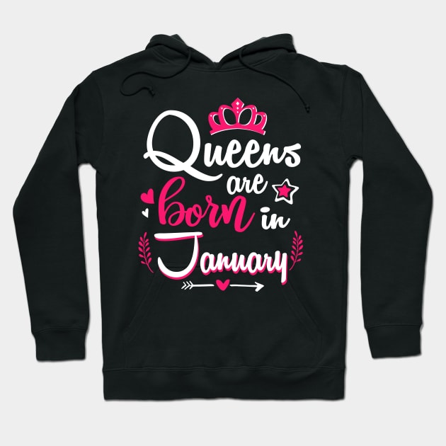 Women Queens Are Born In January Hoodie by Manonee